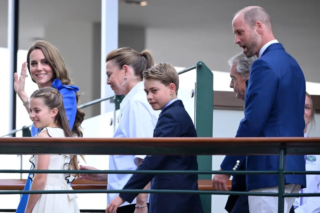 Kate Middleton, Princess Charlotte, Prince George and Prince William at Wimbledon on July 13, 2025.
Karwai Tang/WireImage